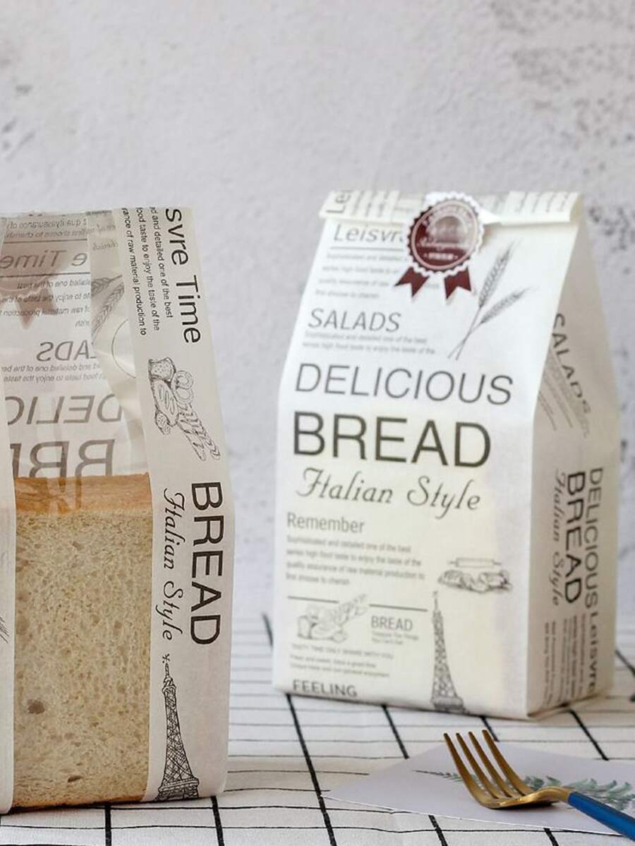 Túi bao bì bánh mì đồ họa 10 cái - trắng - Xem 1