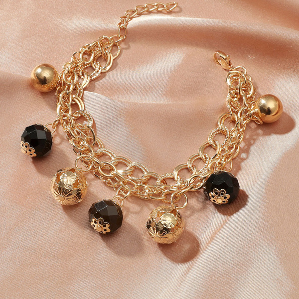 

Bead Charm Bracelet, Gold