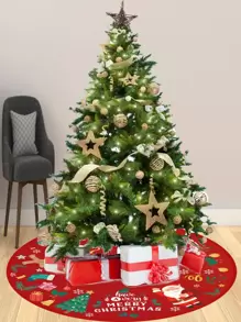 1pc Christmas Santa Print Tree Skirt,Christmas - Multicolor - View 1
