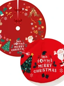1pc Christmas Santa Print Tree Skirt,Christmas - Multicolor - View 3