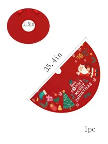 1pc Christmas Santa Print Tree Skirt,Christmas - Multicolor - View 5