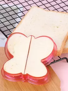 1入組可重複使用塑料三明治早餐模具創意粉色蝴蝶形狀餅乾模具適合兒童 - 粉色 - 查看 1