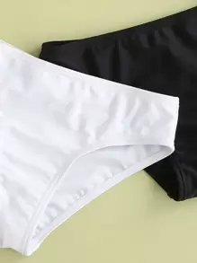 3packs Tween Girl Solid Triangle Bikini Set & Beach Panty Summer Beach - Black and White - View 4