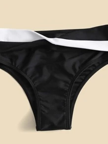 Tween Girl Color Block Twist Front Bikini Set Summer Beach - Black and White - View 3