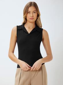 MOTF RIBBED TANK TOP MADE OF LENZING™ ECOVERO™ BRANDED VISCOSE FIBERS - Black - View 4
