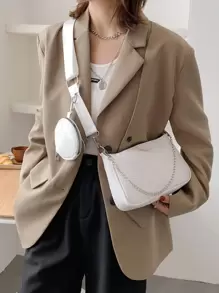 Túi Crossbody Nữ Cá sấu Có thể điều chỉnh được - trắng - Xem 1