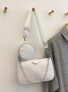 Túi Crossbody Nữ Cá sấu Có thể điều chỉnh được - trắng - Xem 2