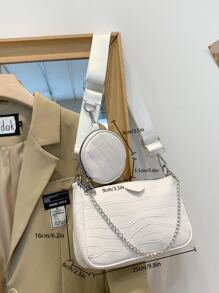 Túi Crossbody Nữ Cá sấu Có thể điều chỉnh được - trắng - Xem 3