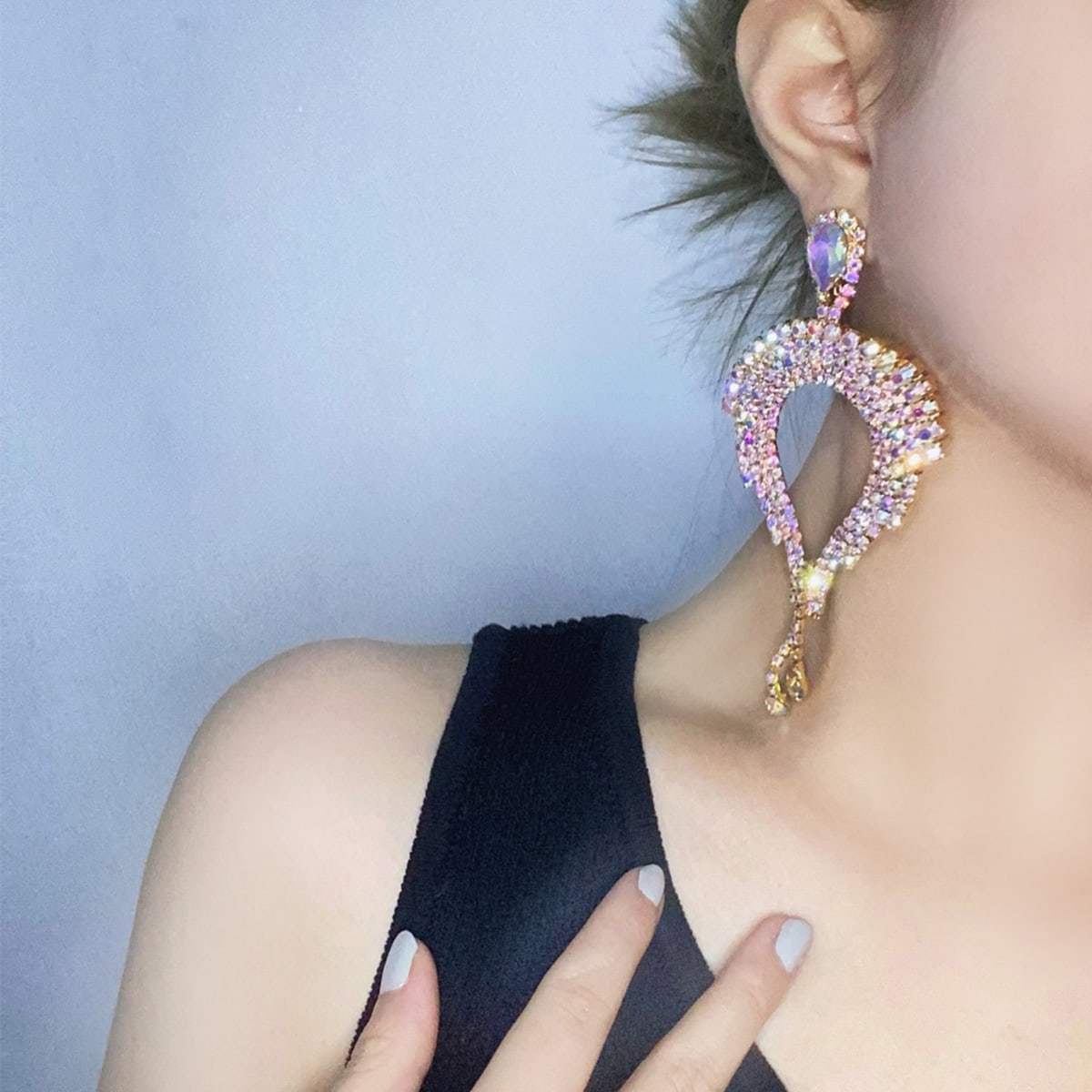 Серьги-подвески со стразами