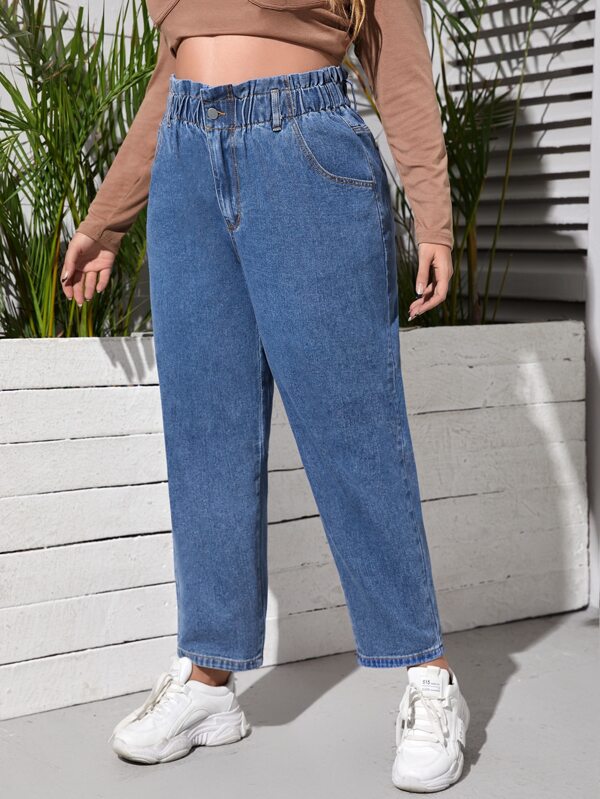 SHEIN Essnce Plus Elastic Waist Tapered Jeans