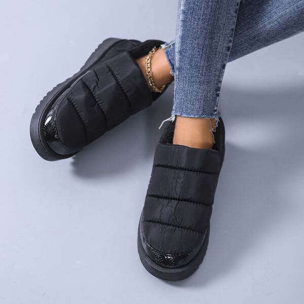 

Plush Inside Slip-on Snow Boots, Black