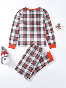 女孩1入組格紋印花家居服上裝和1入組睡褲 - 彩色 - 查看 2