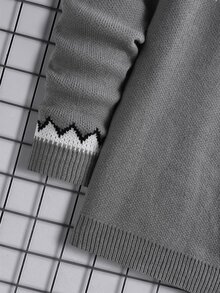 Manfinity Men Knitwear In chữ V Giải trí - Xám - Xem 3