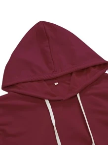 Manfinity Homme Hombres Capucha con letra japonesa & con estampado de dragón chino con cordón - Rojo - Ver 4