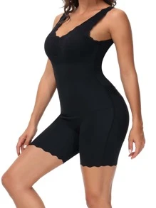 Contrast Mesh Shapewear Bodysuit - Black - View 3