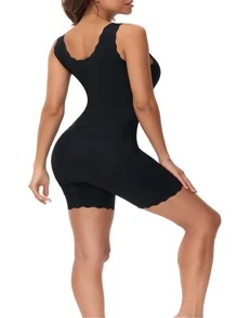 Contrast Mesh Shapewear Bodysuit - Black - View 4