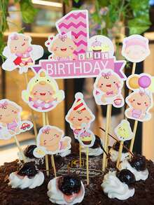 زخارف كيك بطباعة رضيع 11 قطعة