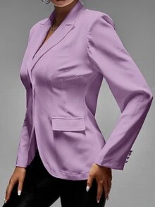 SHEIN SXY Single Button Flap Detail Blazer - Mauve Purple - View 5