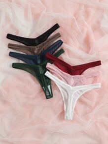 Shein Underwear&Sleepwear Basics 7packs Solid No Show Sexy String Slipje Lingerie