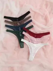 Shein Underwear&Sleepwear Basics 7packs Solid No Show Sexy String Slipje Lingerie