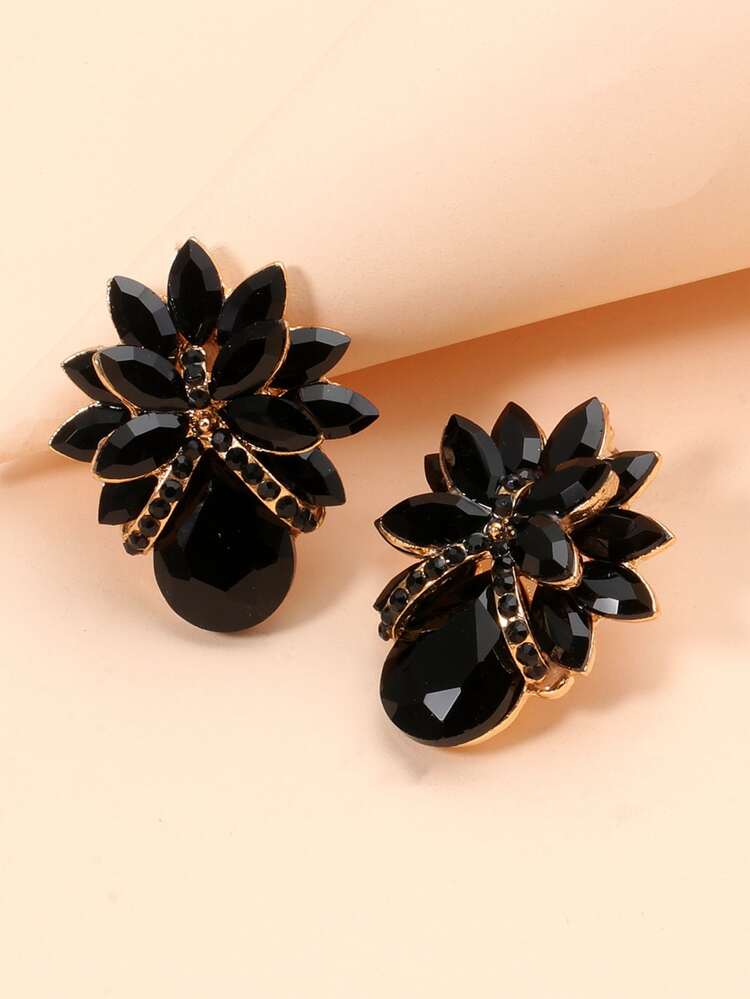 juran Rhinestone Decor Earrings