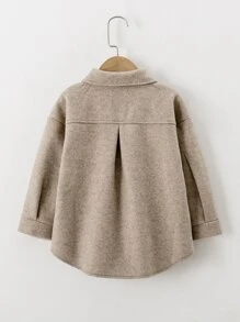 SHEIN Young Boy Drop Shoulder Pocket Patched Overcoat - Khaki - View 2