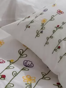 花朵刺繡被套套裝不附帶內芯 - 白色 - 查看 5