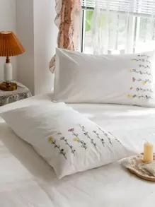 花朵刺繡被套套裝不附帶內芯 - 白色 - 查看 6