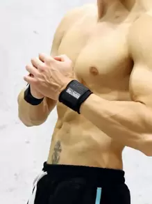 2 件可调节运动腕带健身房腕带配件 - 黑色 - 查看 4