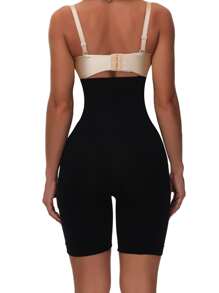 Shorts de fajas unicolor de talle alto - Negro - Ver 2