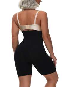 Shorts de fajas unicolor de talle alto - Negro - Ver 4