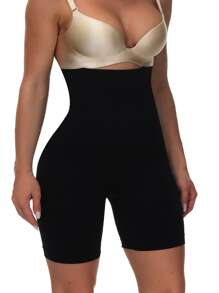 Shorts de fajas unicolor de talle alto - Negro - Ver 5