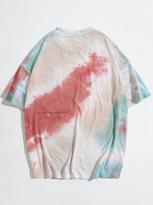 Manfinity RebelGame 男士字母圖案紮染T恤 - 彩色 - 查看 2