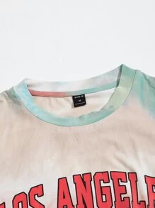 Manfinity RebelGame 男士字母圖案紮染T恤 - 彩色 - 查看 3