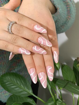 24 pièces Faux ongles longs style stiletto & 1 pièce lime à ongles & 1 pièce feuille de ruban pour ongles rapportés. Fournitures pour ongles