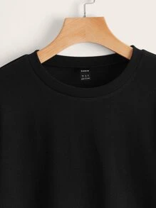 SHEIN LUNE Drop Shoulder Pearls Beaded Dress - Black - View 4