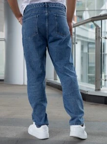 Hombres Jeans con bolsillo oblicuo - Azul lavado medio - Ver 2