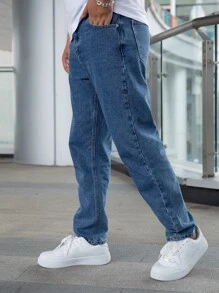 Hombres Jeans con bolsillo oblicuo - Azul lavado medio - Ver 6