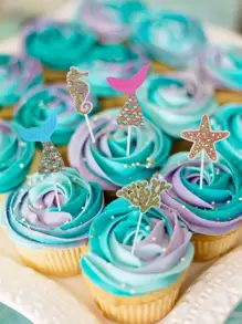 5pcs Mermaid Tail Print Cake Topper