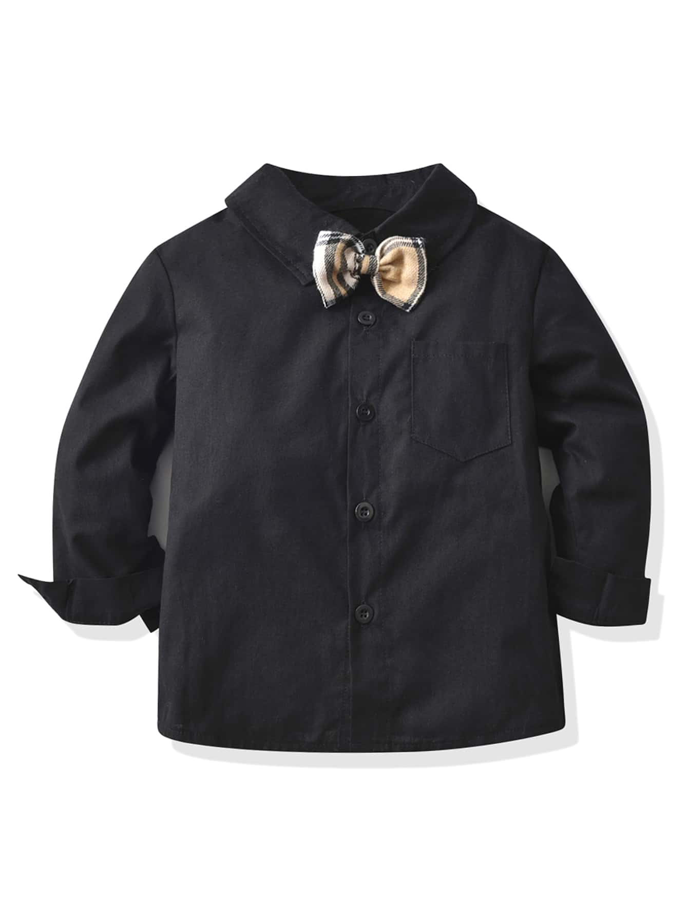 SHEIN 小男童前口袋領帶襯衫