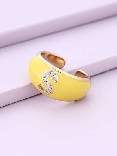 Rhinestone Letter Graphic Ring