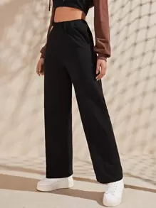 Buckle Cut Out Waist Joggers - Black - View 5