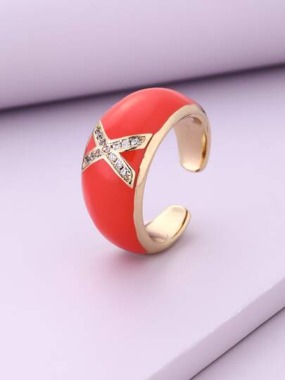 Anneau à strass lettre