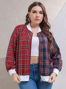 áo khoác kích thước lớn Dây kéo kẻ sọc Sẵn sàng - Nhiều màu - Xem 1