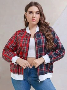 áo khoác kích thước lớn Dây kéo kẻ sọc Sẵn sàng - Nhiều màu - Xem 4