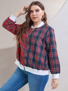 áo khoác kích thước lớn Dây kéo kẻ sọc Sẵn sàng - Nhiều màu - Xem 5