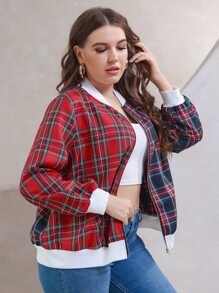 áo khoác kích thước lớn Dây kéo kẻ sọc Sẵn sàng - Nhiều màu - Xem 6