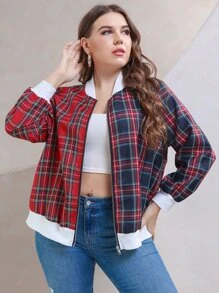 áo khoác kích thước lớn Dây kéo kẻ sọc Sẵn sàng - Nhiều màu - Xem 7