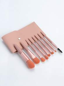 8 piezas Juego de brochas cosméticas multifuncionales mini con bolsa para brochas, juego de brochas, kit de brochas de maquillaje, set de brochas de maquillaje, kit de maquillaje completo, set de brochas de maquillaje, kit de maquillaje completo, kit de brochas, set de brochas de maquillaje, set de regalo de maquillaje - Rosa - Ver 1