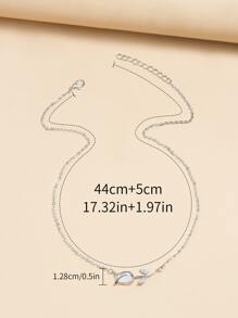 Rhinestone chi tiết thiết kế hoa vòng cổ - Bạc - Xem 4